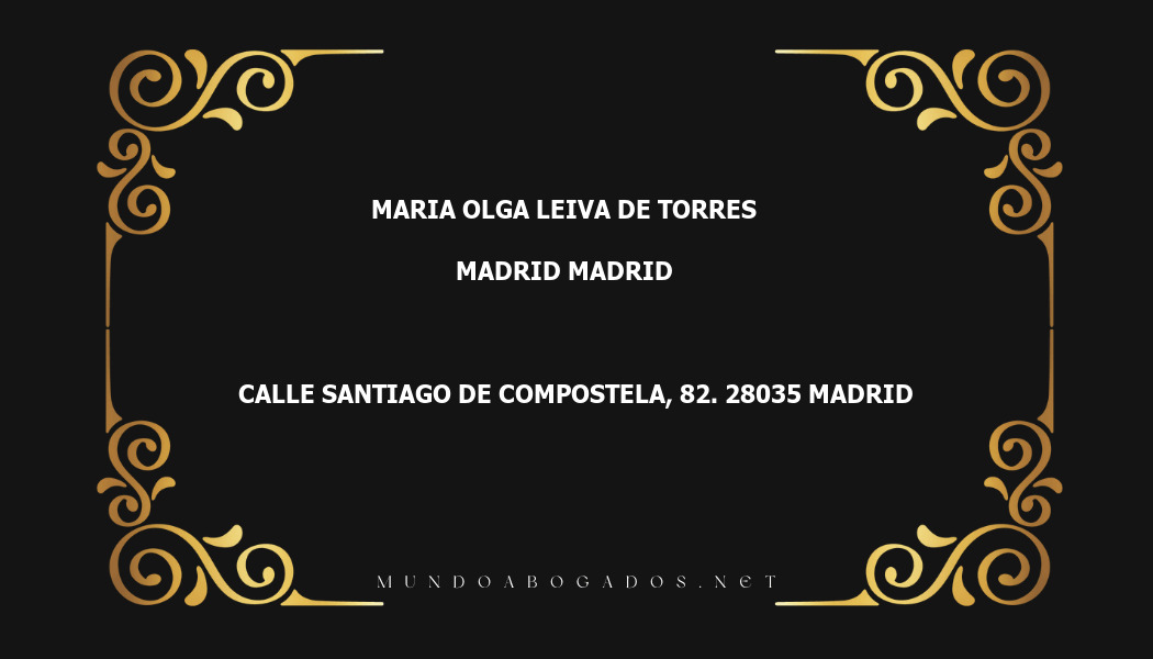 abogado Maria Olga Leiva De Torres en la localidad de Madrid