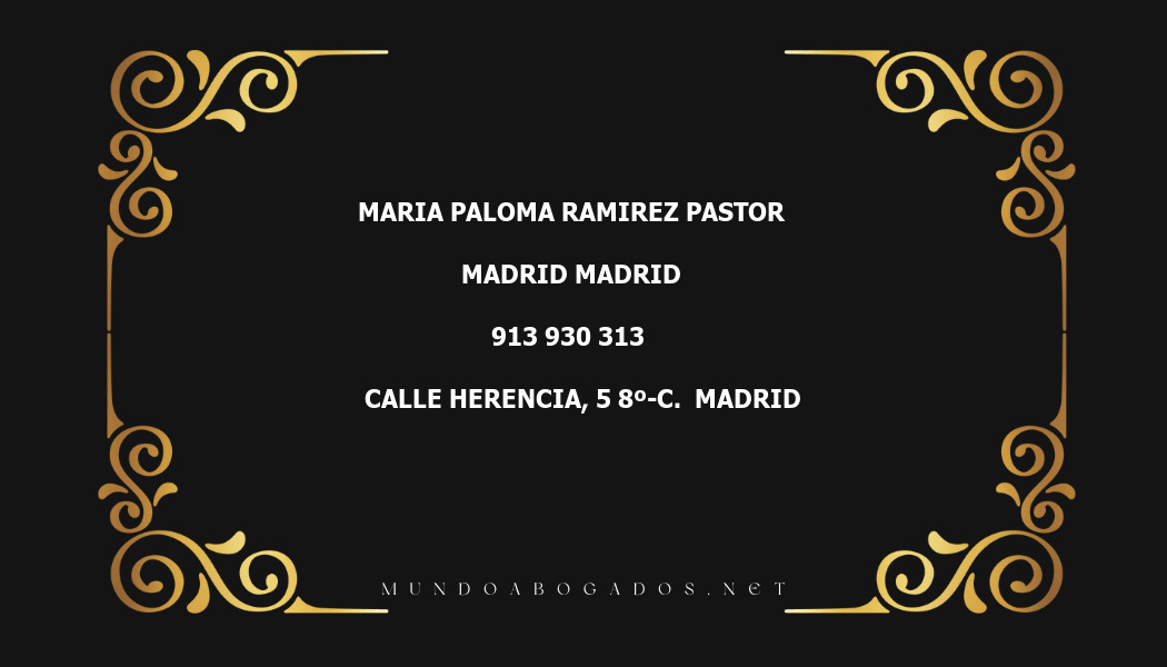 abogado Maria Paloma Ramirez Pastor en la localidad de Madrid