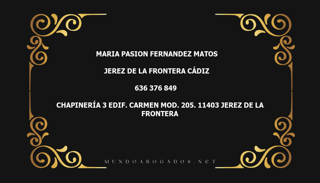 abogado Maria Pasion Fernandez Matos en la localidad de Jerez de la Frontera