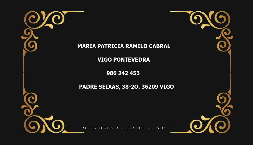 abogado Maria Patricia Ramilo Cabral en la localidad de Vigo