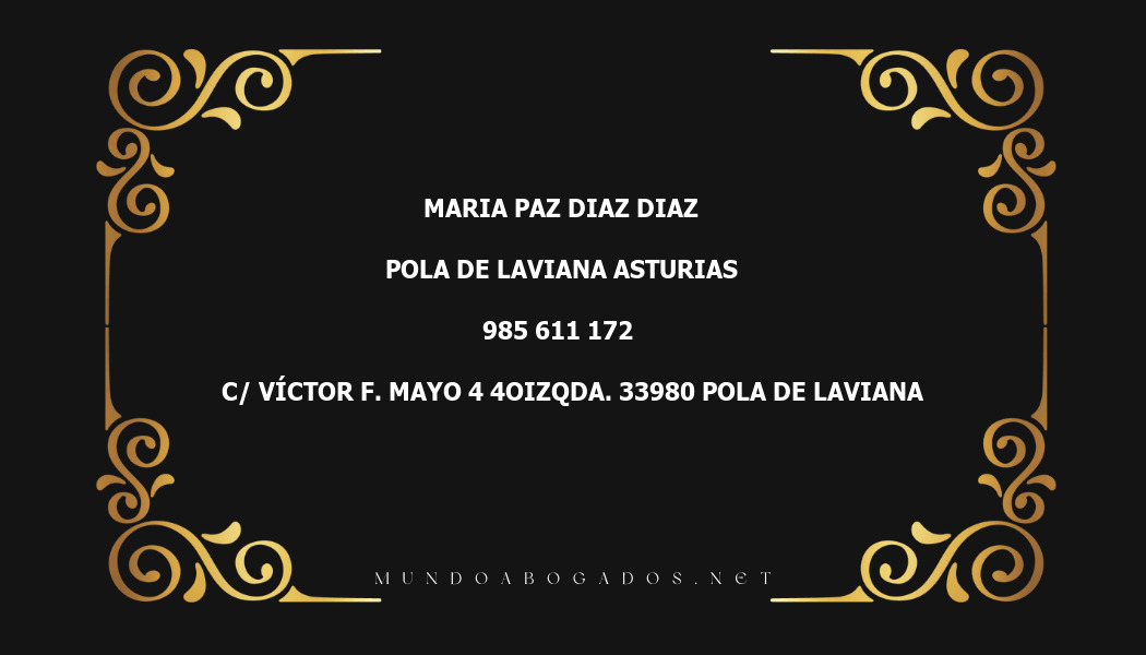 abogado Maria Paz Diaz Diaz en la localidad de Pola de Laviana