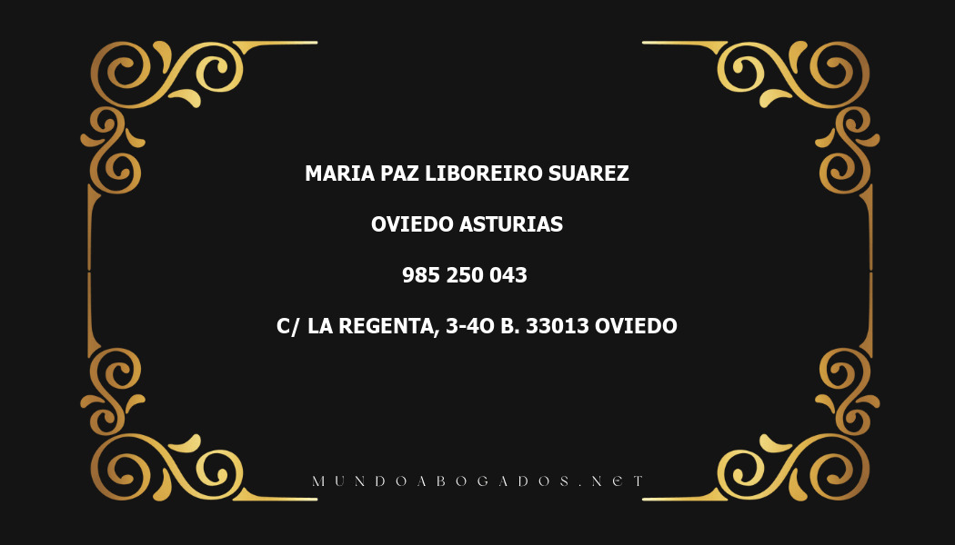 abogado Maria Paz Liboreiro Suarez en la localidad de Oviedo