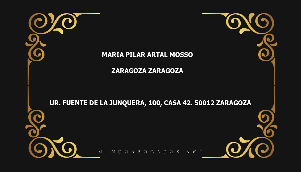 abogado Maria Pilar Artal Mosso en la localidad de Zaragoza