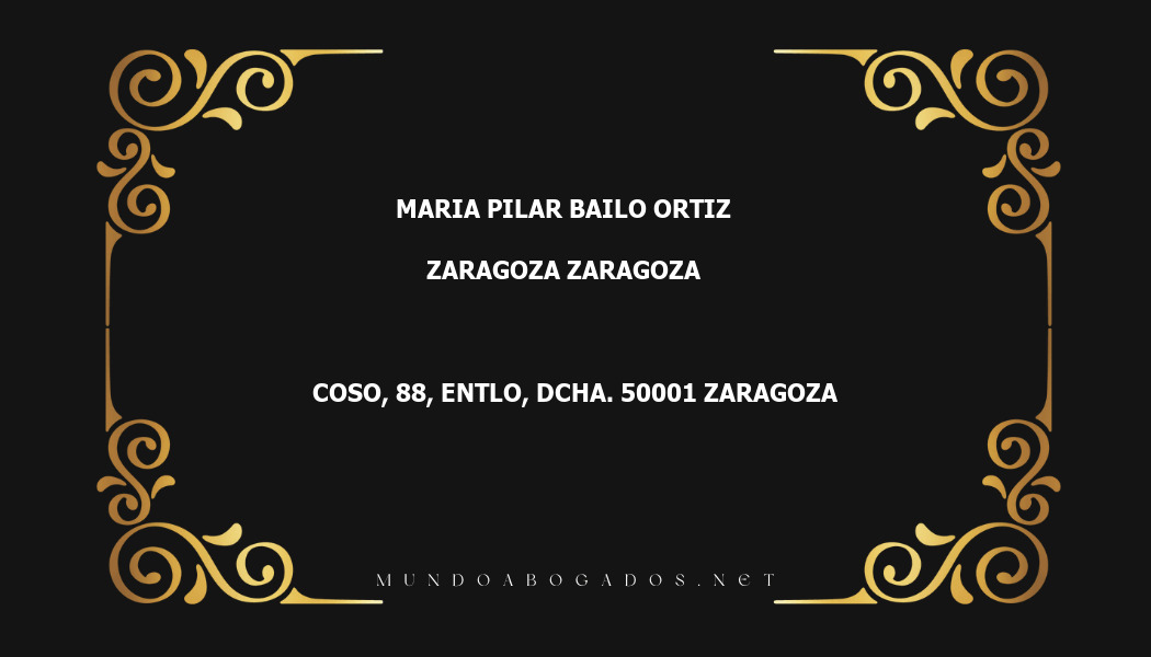 abogado Maria Pilar Bailo Ortiz en la localidad de Zaragoza