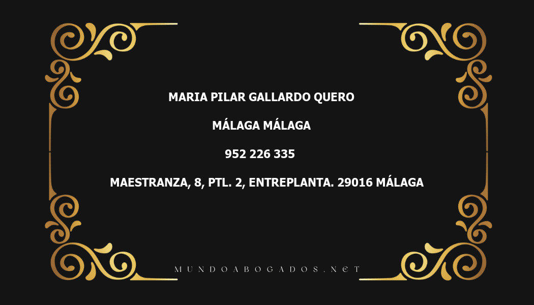 abogado Maria Pilar Gallardo Quero en la localidad de Málaga