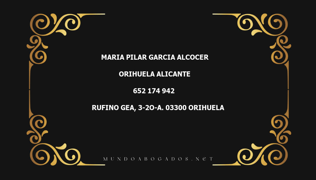 abogado Maria Pilar Garcia Alcocer en la localidad de Orihuela