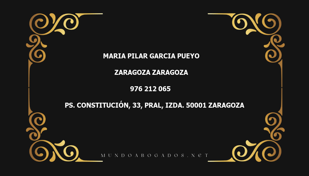 abogado Maria Pilar Garcia Pueyo en la localidad de Zaragoza