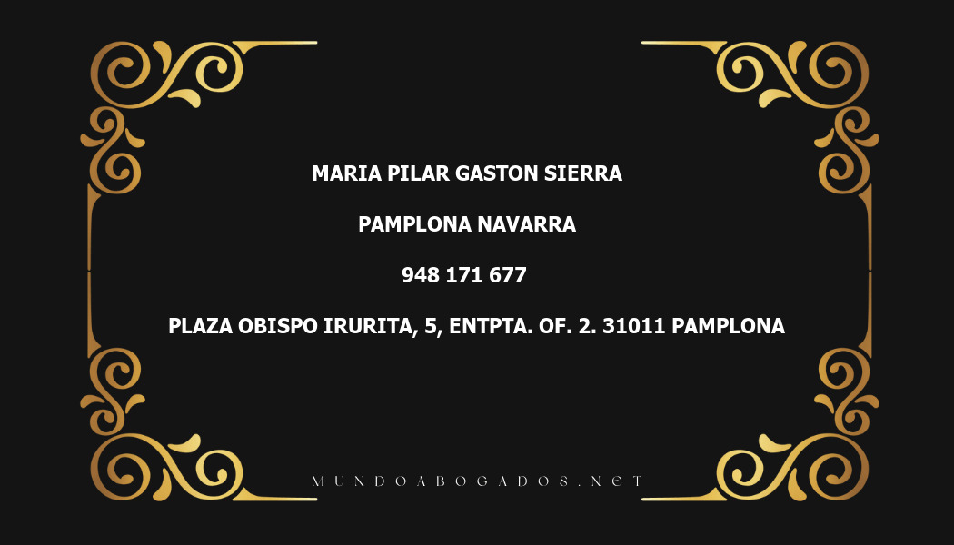 abogado Maria Pilar Gaston Sierra en la localidad de Pamplona