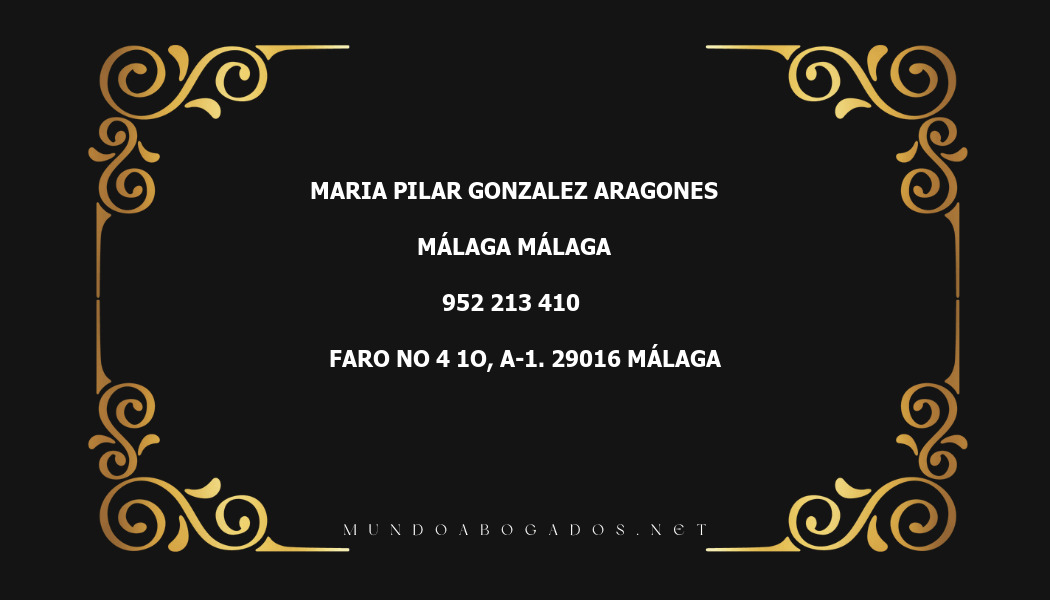 abogado Maria Pilar Gonzalez Aragones en la localidad de Málaga