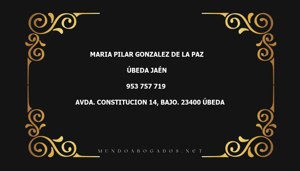 abogado Maria Pilar Gonzalez De La Paz en la localidad de Úbeda