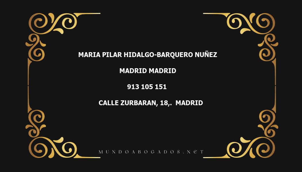 abogado Maria Pilar Hidalgo-Barquero Nuñez en la localidad de Madrid