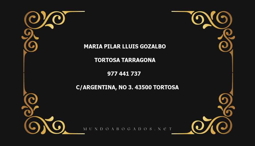 abogado Maria Pilar Lluis Gozalbo en la localidad de Tortosa