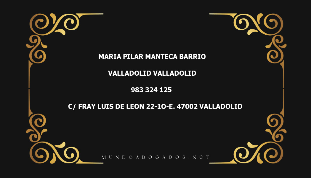 abogado Maria Pilar Manteca Barrio en la localidad de Valladolid