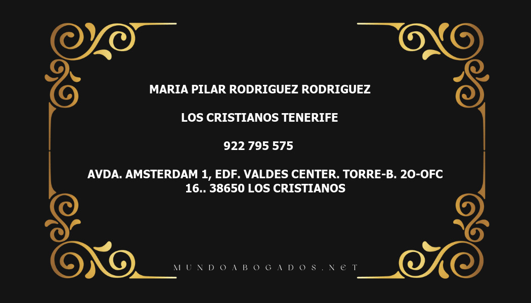 abogado Maria Pilar Rodriguez Rodriguez en la localidad de Los Cristianos