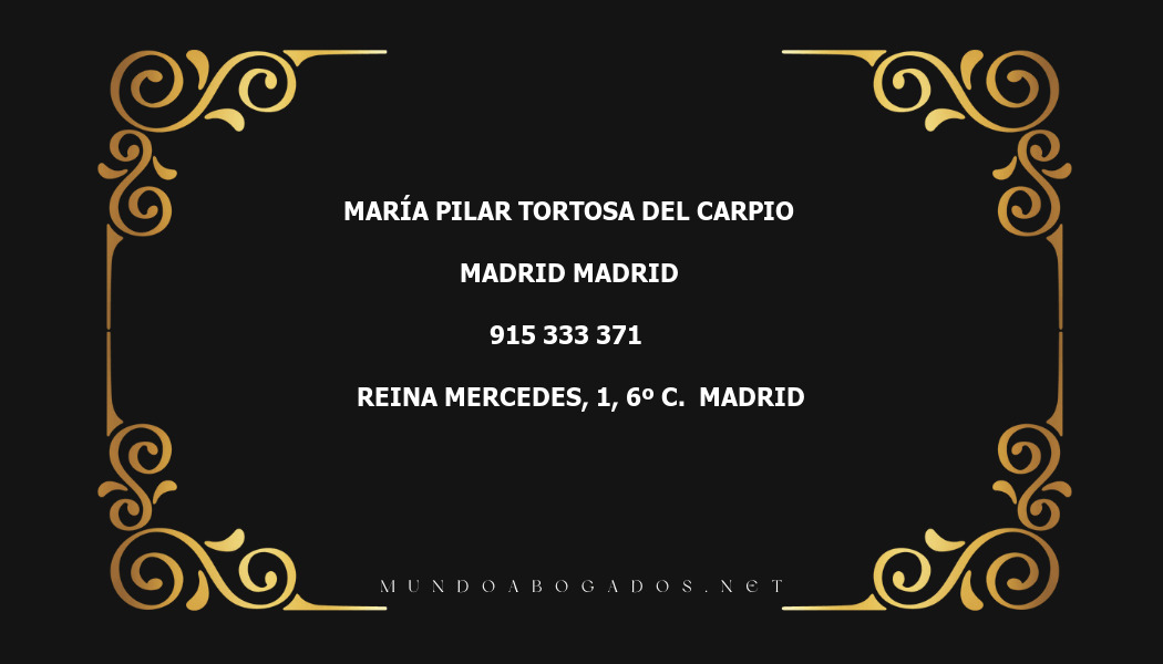 abogado María Pilar Tortosa Del Carpio en la localidad de Madrid