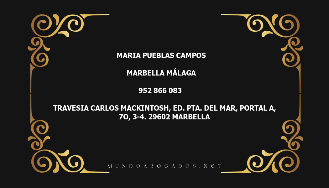 abogado Maria Pueblas Campos en la localidad de Marbella