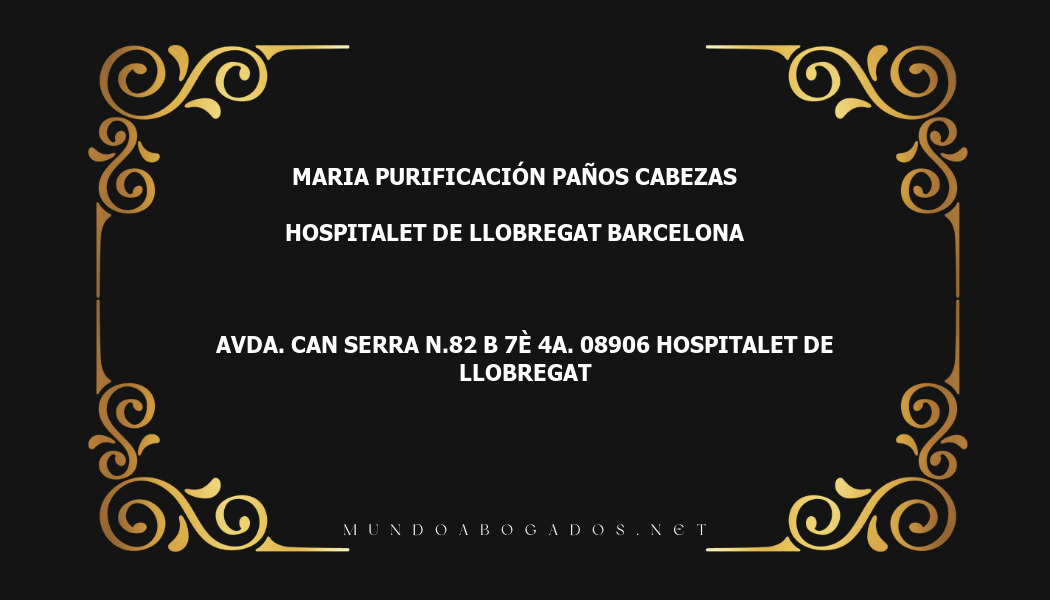 abogado Maria Purificación Paños Cabezas en la localidad de Hospitalet de Llobregat