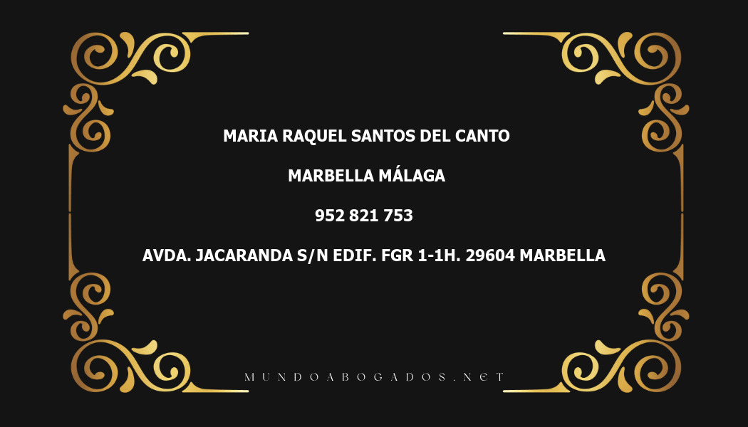 abogado Maria Raquel Santos Del Canto en la localidad de Marbella