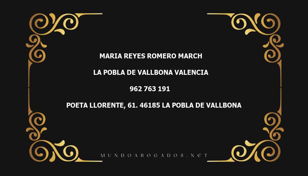 abogado Maria Reyes Romero March en la localidad de La Pobla de Vallbona