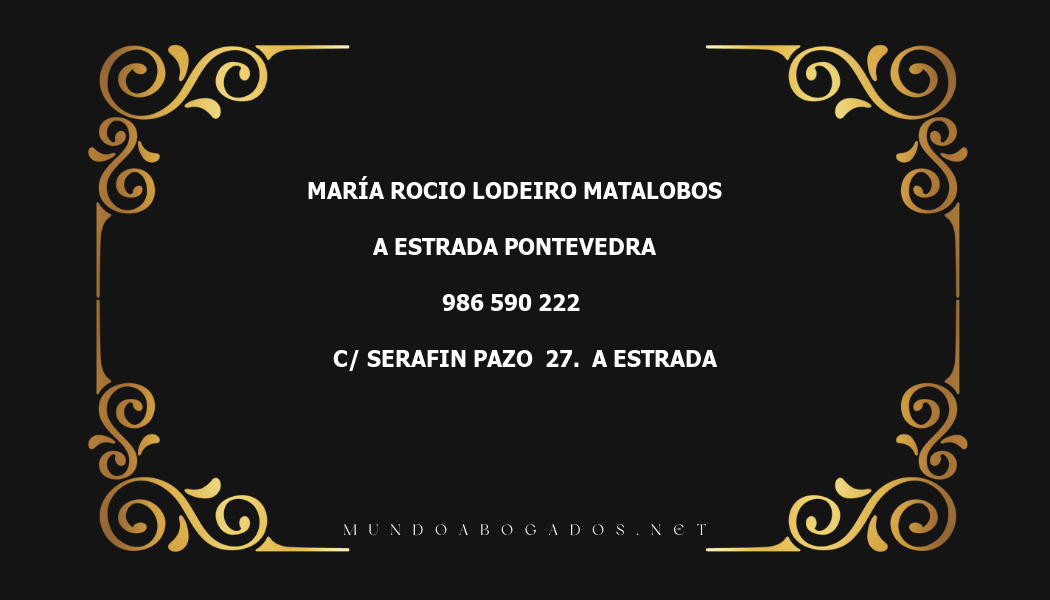 abogado María Rocio Lodeiro Matalobos en la localidad de A Estrada