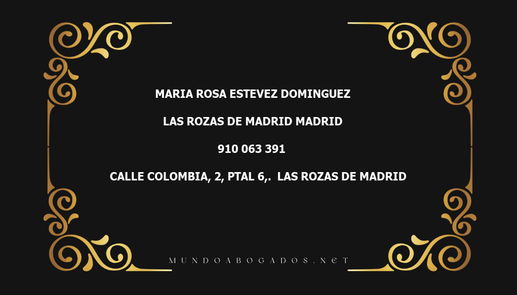 abogado Maria Rosa Estevez Dominguez en la localidad de Las Rozas de Madrid