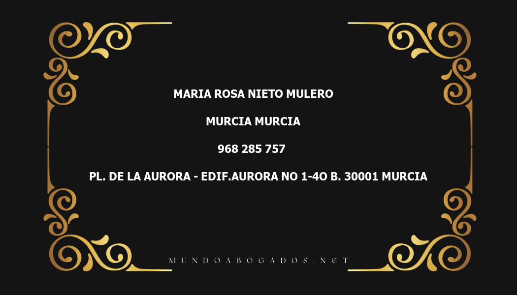 abogado Maria Rosa Nieto Mulero en la localidad de Murcia