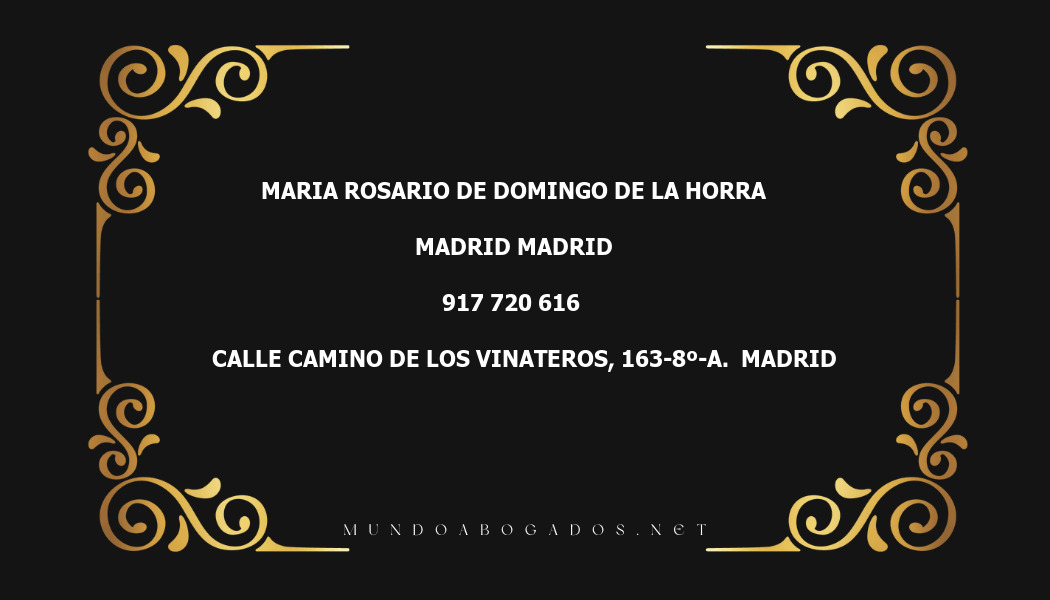 abogado Maria Rosario De Domingo De La Horra en la localidad de Madrid