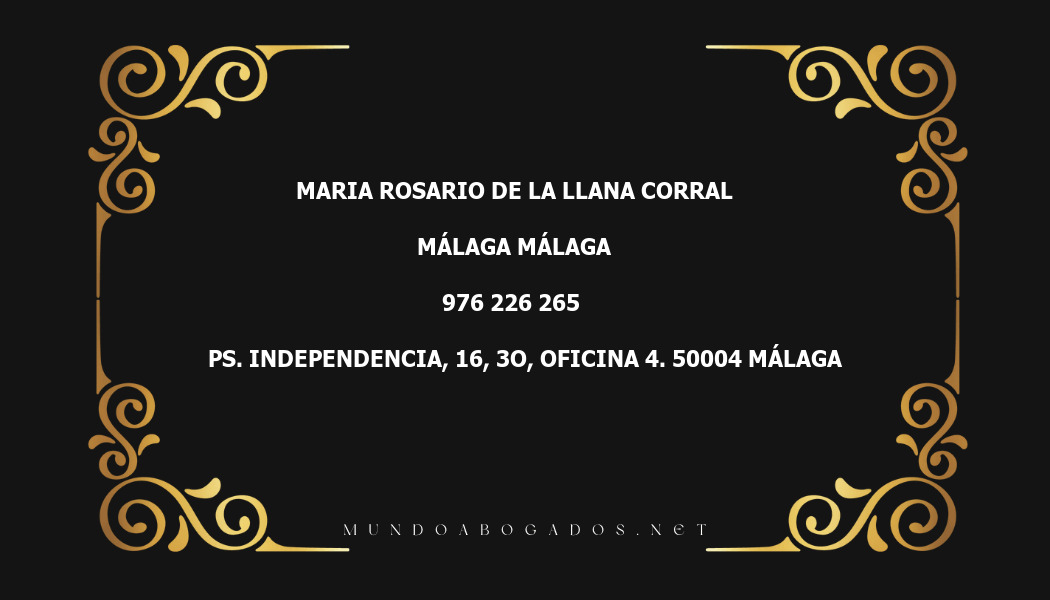 abogado Maria Rosario De La Llana Corral en la localidad de Málaga