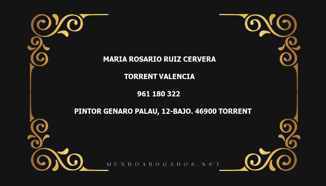 abogado Maria Rosario Ruiz Cervera en la localidad de Torrent