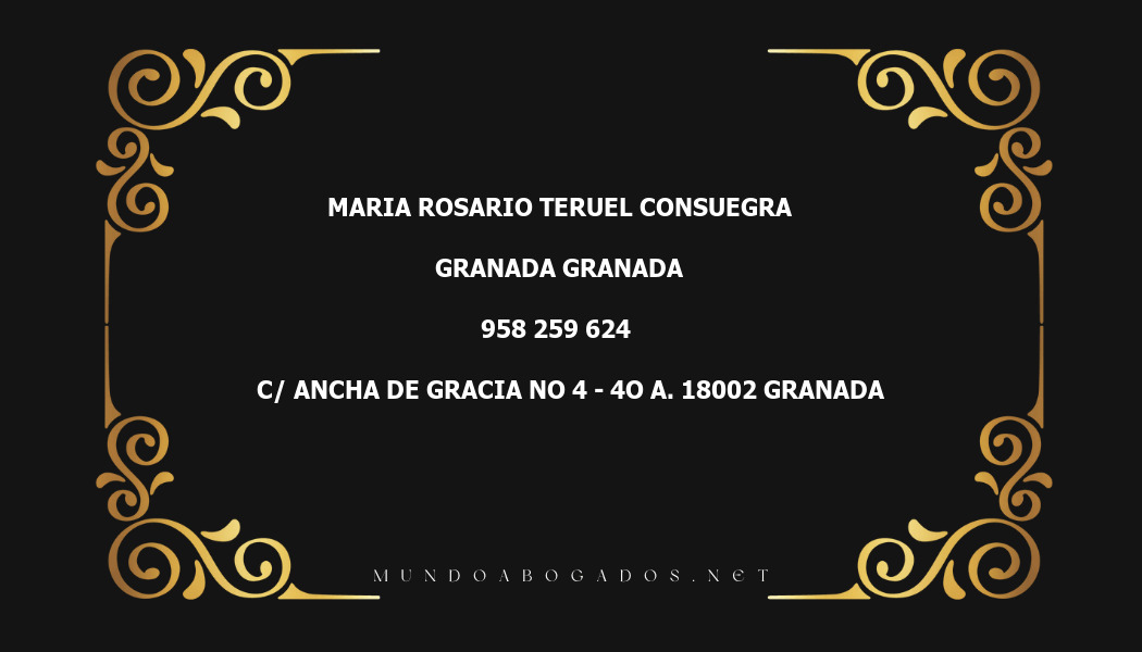 abogado Maria Rosario Teruel Consuegra en la localidad de Granada