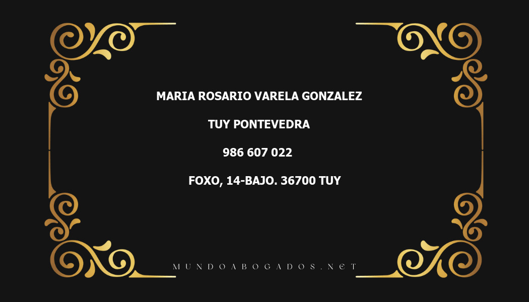 abogado Maria Rosario Varela Gonzalez en la localidad de Tuy