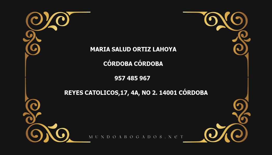 abogado Maria Salud Ortiz Lahoya en la localidad de Córdoba