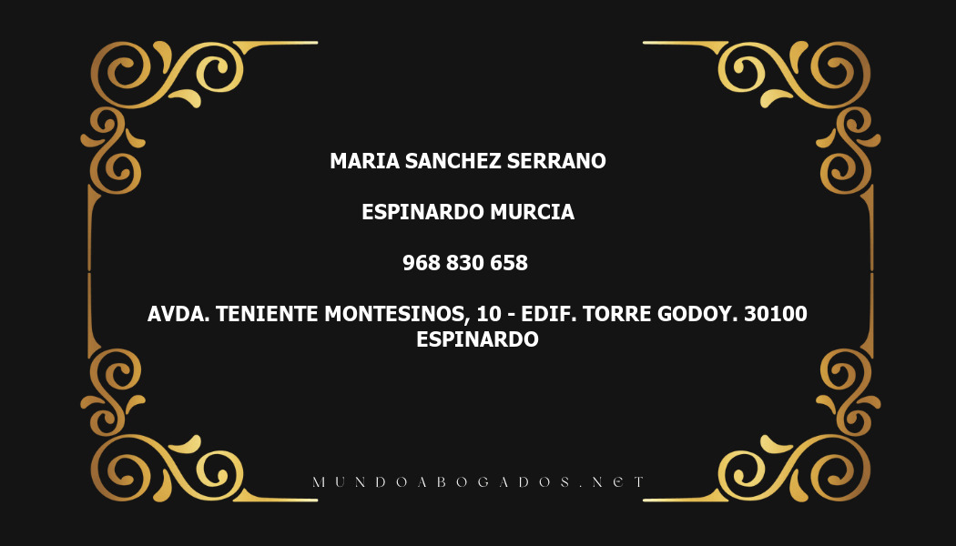 abogado Maria Sanchez Serrano en la localidad de Espinardo