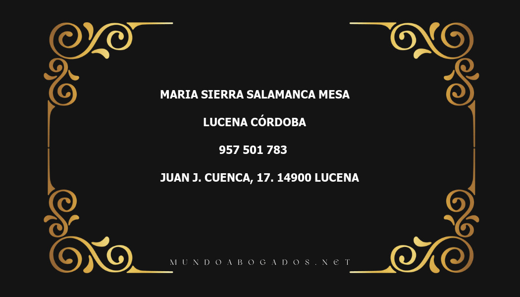 abogado Maria Sierra Salamanca Mesa en la localidad de Lucena