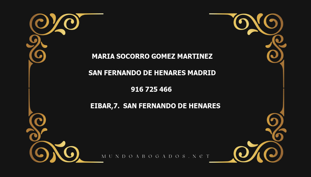 abogado Maria Socorro Gomez Martinez en la localidad de San Fernando de Henares