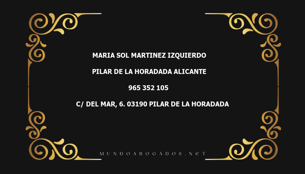 abogado Maria Sol Martinez Izquierdo en la localidad de Pilar de la Horadada