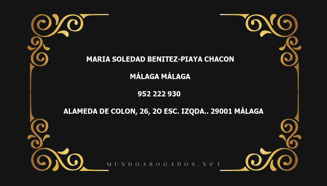 abogado Maria Soledad Benitez-Piaya Chacon en la localidad de Málaga