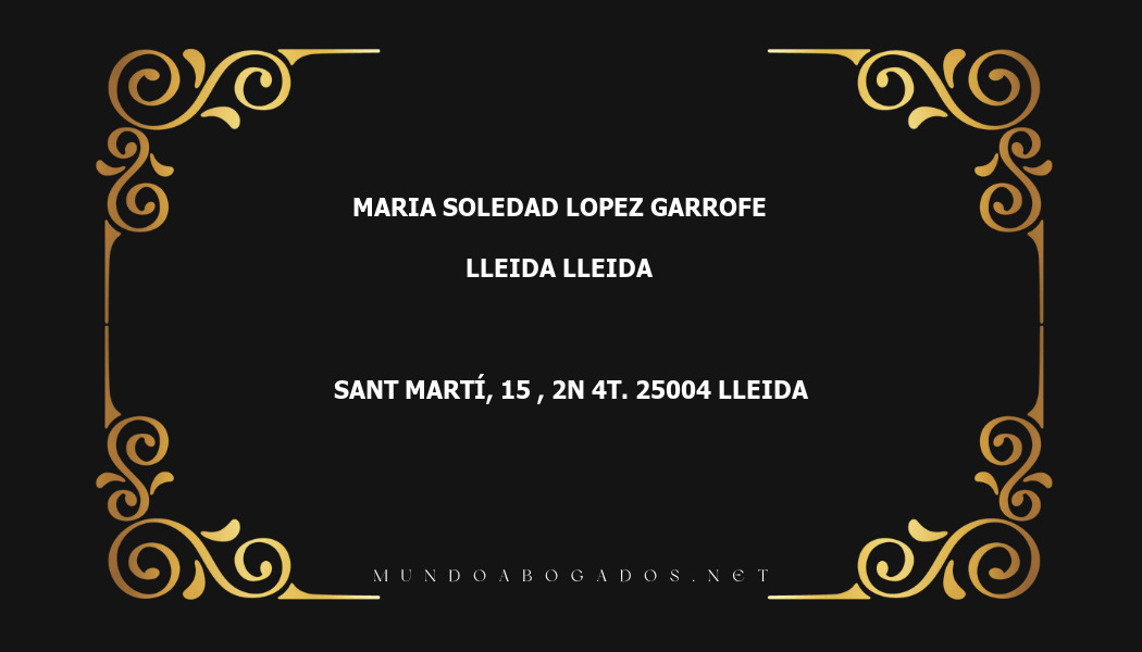 abogado Maria Soledad Lopez Garrofe en la localidad de Lleida