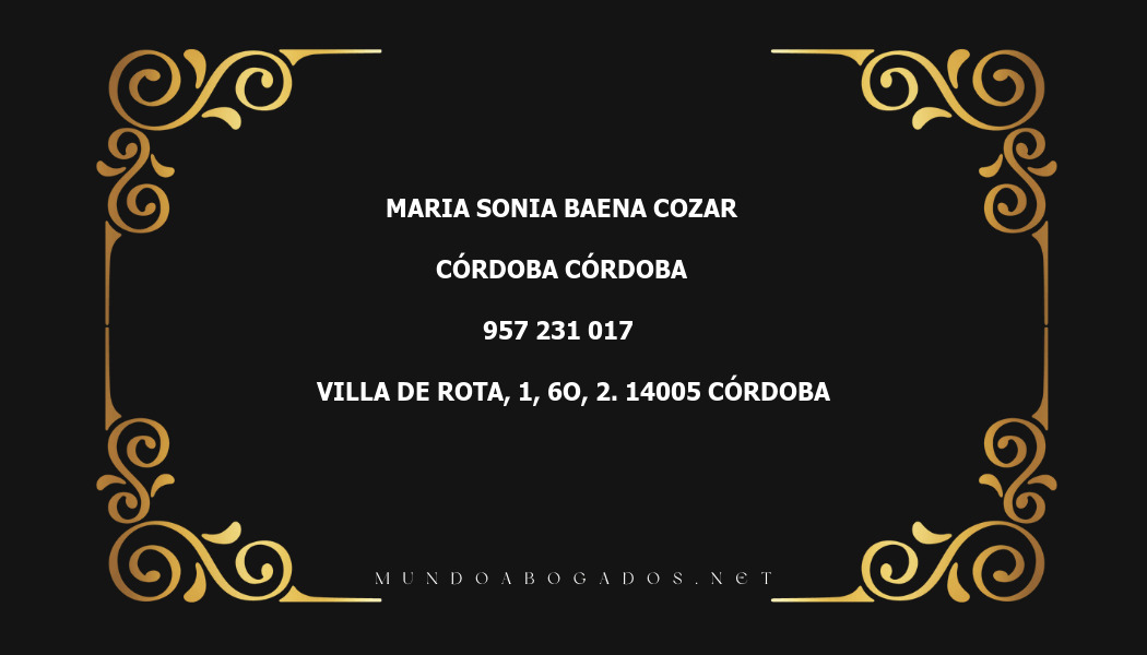 abogado Maria Sonia Baena Cozar en la localidad de Córdoba