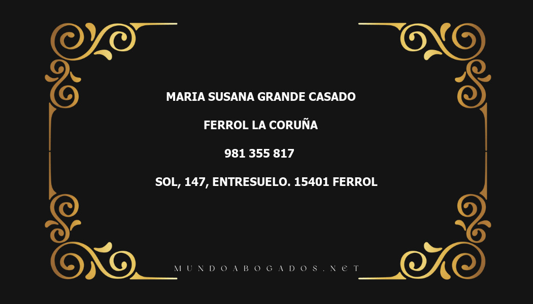 abogado Maria Susana Grande Casado en la localidad de Ferrol