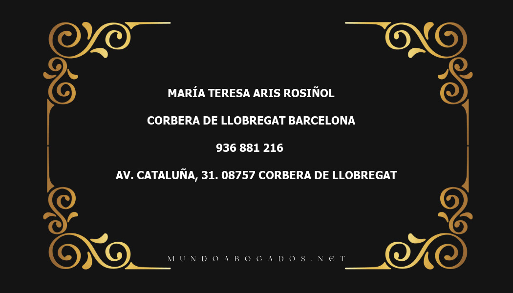 abogado María Teresa Aris Rosiñol en la localidad de Corbera de Llobregat