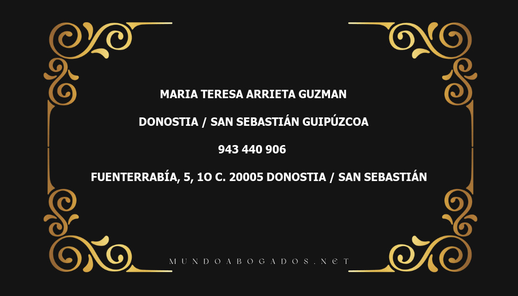 abogado Maria Teresa Arrieta Guzman en la localidad de Donostia / San Sebastián