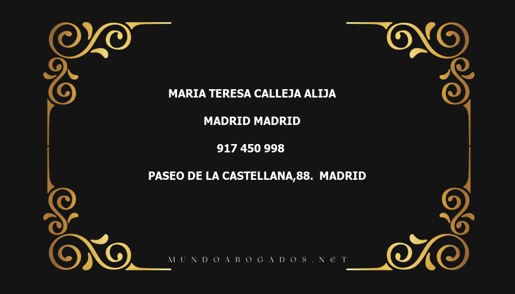 abogado Maria Teresa Calleja Alija en la localidad de Madrid