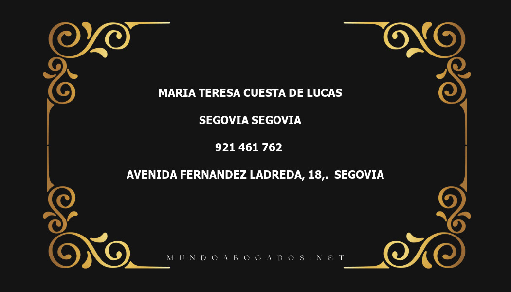 abogado Maria Teresa Cuesta De Lucas en la localidad de Segovia