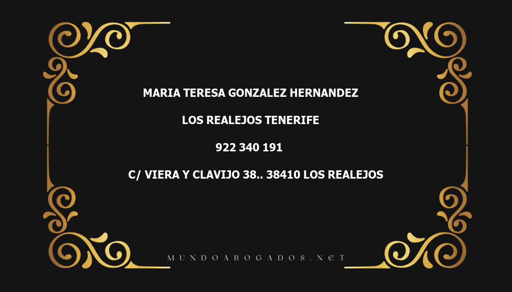 abogado Maria Teresa Gonzalez Hernandez en la localidad de Los Realejos