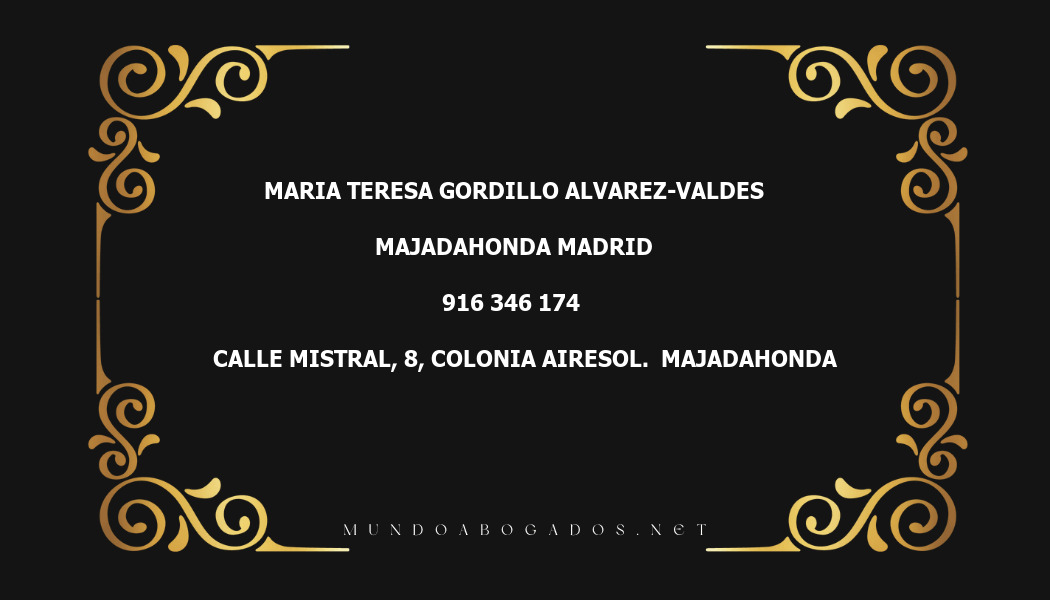 abogado Maria Teresa Gordillo Alvarez-Valdes en la localidad de Majadahonda