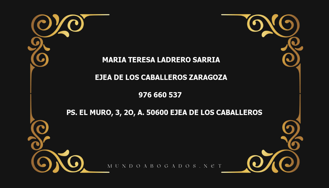 abogado Maria Teresa Ladrero Sarria en la localidad de Ejea de los Caballeros