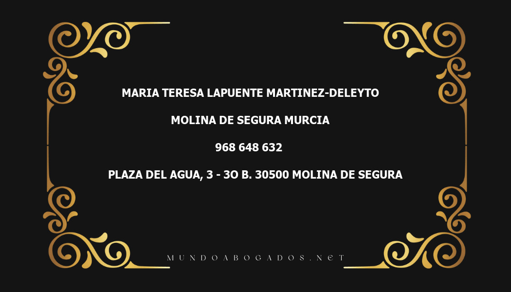 abogado Maria Teresa Lapuente Martinez-Deleyto en la localidad de Molina de Segura