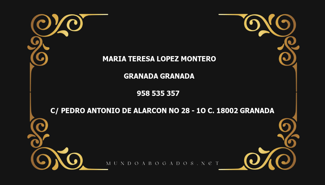 abogado Maria Teresa Lopez Montero en la localidad de Granada