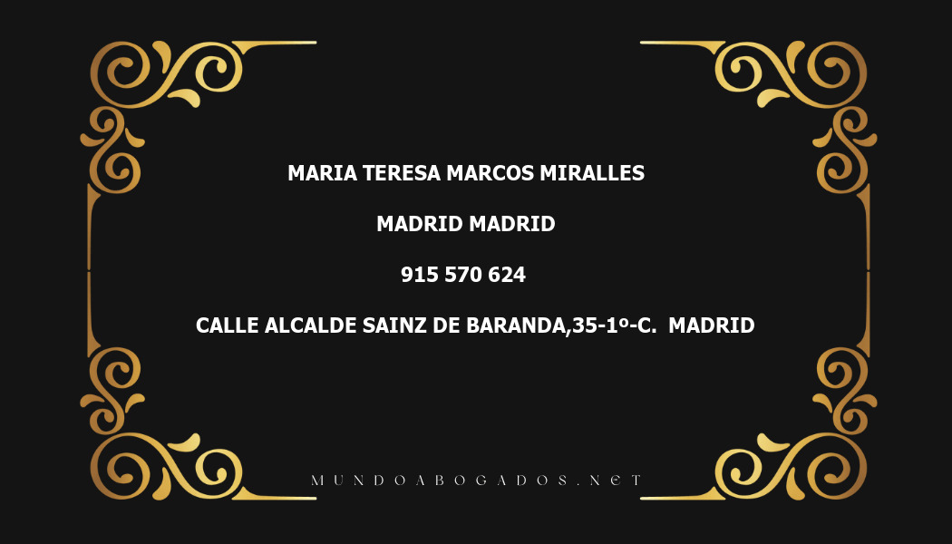 abogado Maria Teresa Marcos Miralles en la localidad de Madrid